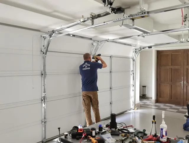 Newington Garage Door Repair certified technician performing precision garage door repair in Newington