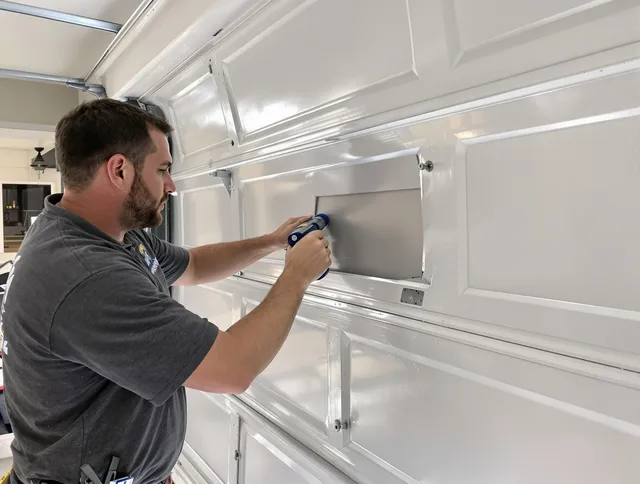 Garage door panel repair by Newington Garage Door Repair in Newington